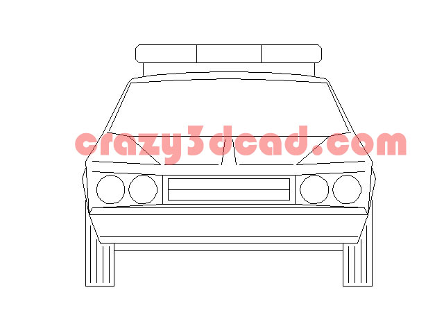 Police car front view CAD Block